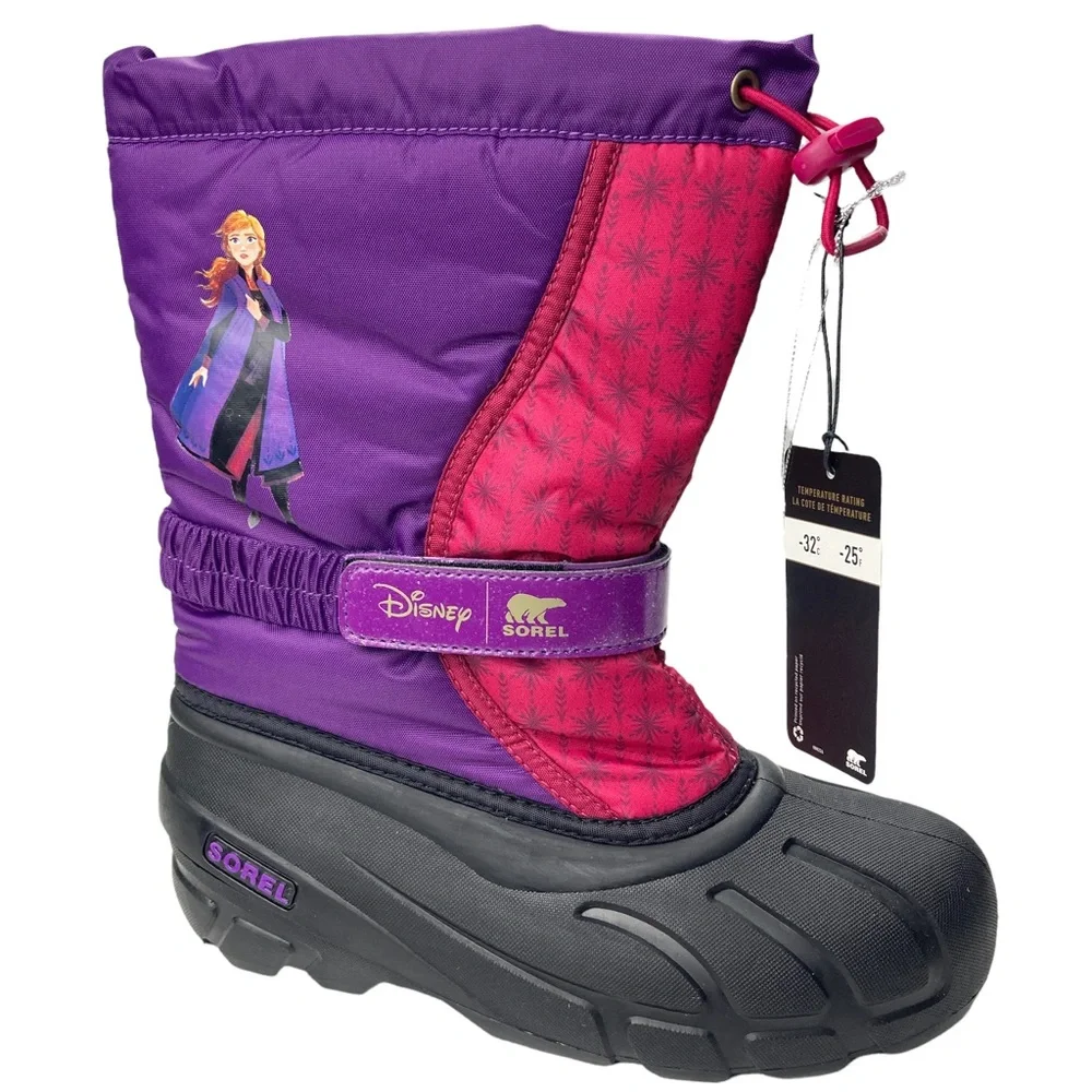 Sorel Disney rain boots toddler Waterproof Little Youth Flurry Frozen 2 PURPLE, - Picture 2 of 13